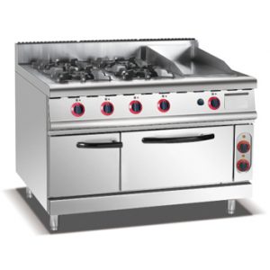 Gas Range 4-Burner Stove & Griddle & Electric Oven